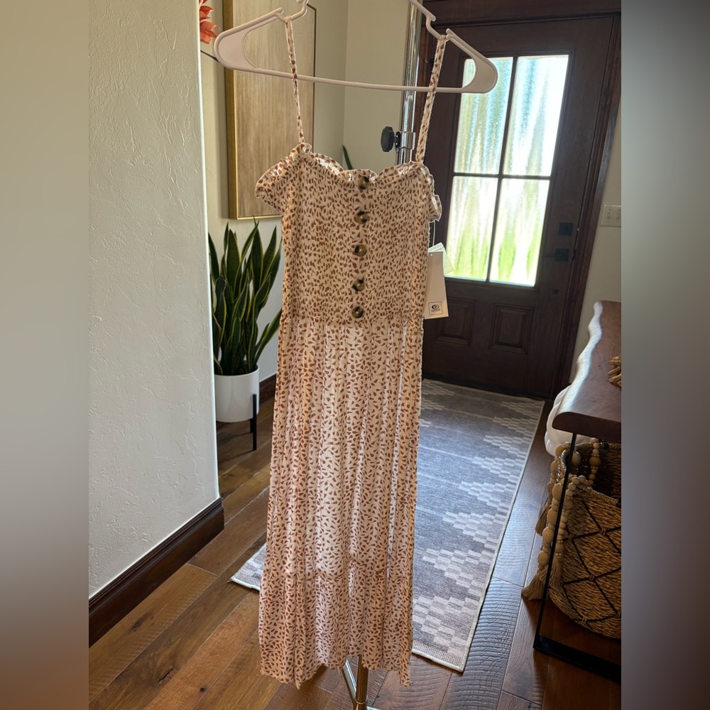 Rip Curl White and Brown Patterned Dress